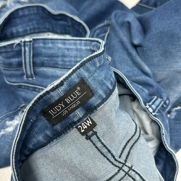 Judy Blue Skinny Jeans High Rise Denim Destroyed Hem Jean Blue Plus Size 24 24W - Picture 10 of 12